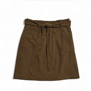 Bagatelle Collection XS Brown Corduroy Mini Skirt with Belt High Waist